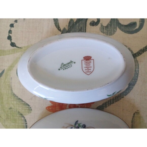 Vintage Rochard Limoges France Porcelain Dresser Trinket Box Bird of Paradise - Picture 7 of 11